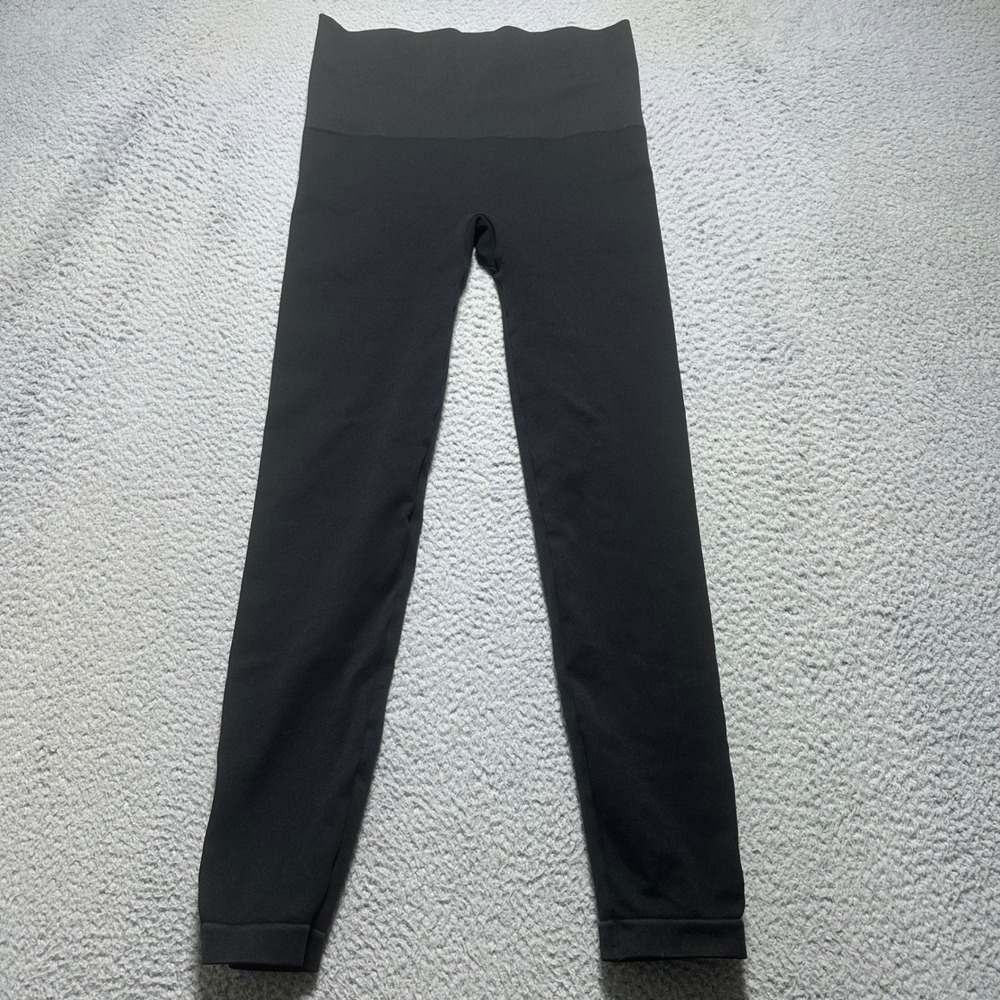 SPANX Women Black High Waist Leggings Ankle Zip Slim Stretch Ponte Pants